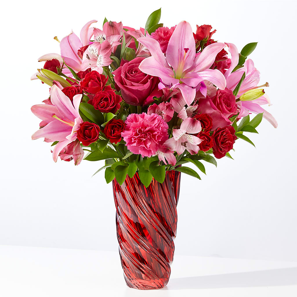 In Love Bouquet with Luxe Swirl Vase – BEBE'S FLOWER SHOP, Los Angeles CA