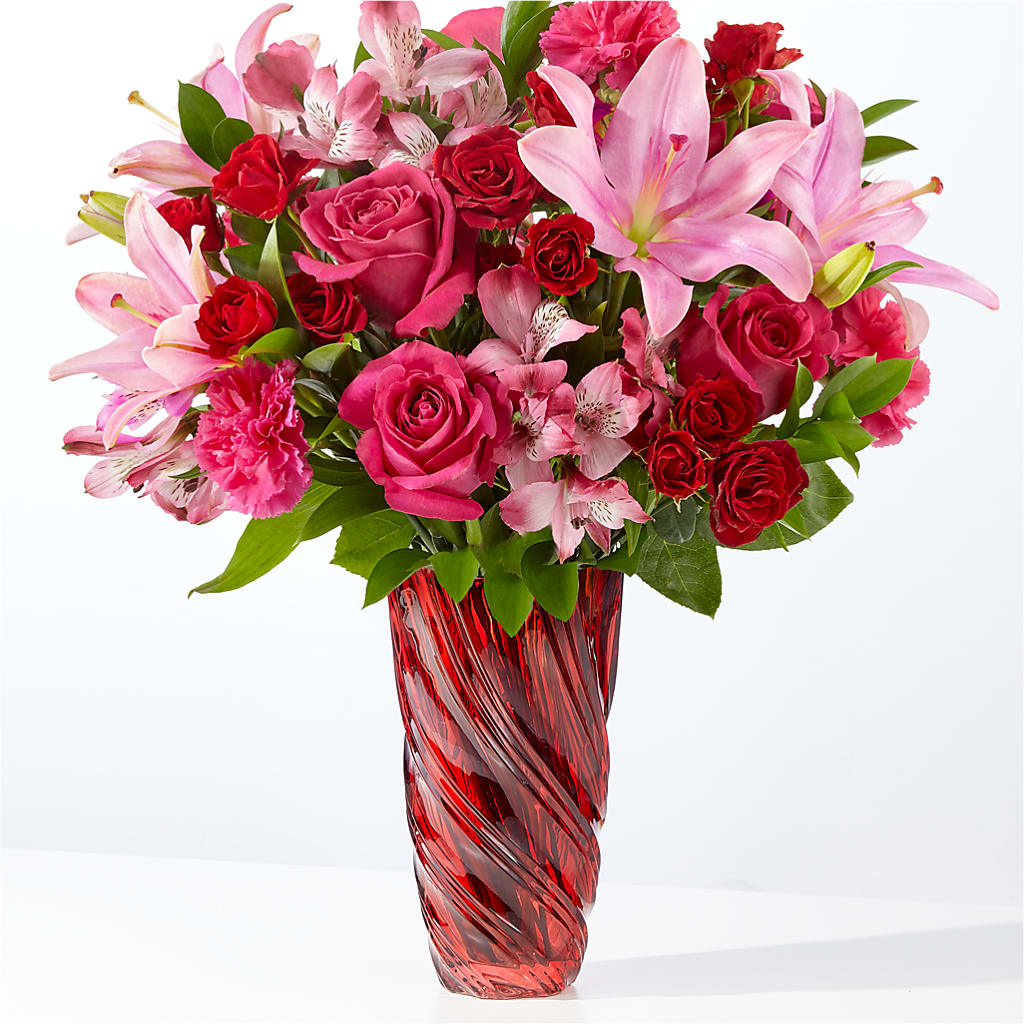 In Love Bouquet with Luxe Swirl Vase – BEBE'S FLOWER SHOP, Los Angeles CA