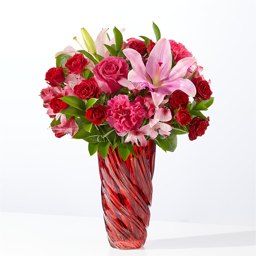 In Love Bouquet with Luxe Swirl Vase – BEBE'S FLOWER SHOP, Los Angeles CA