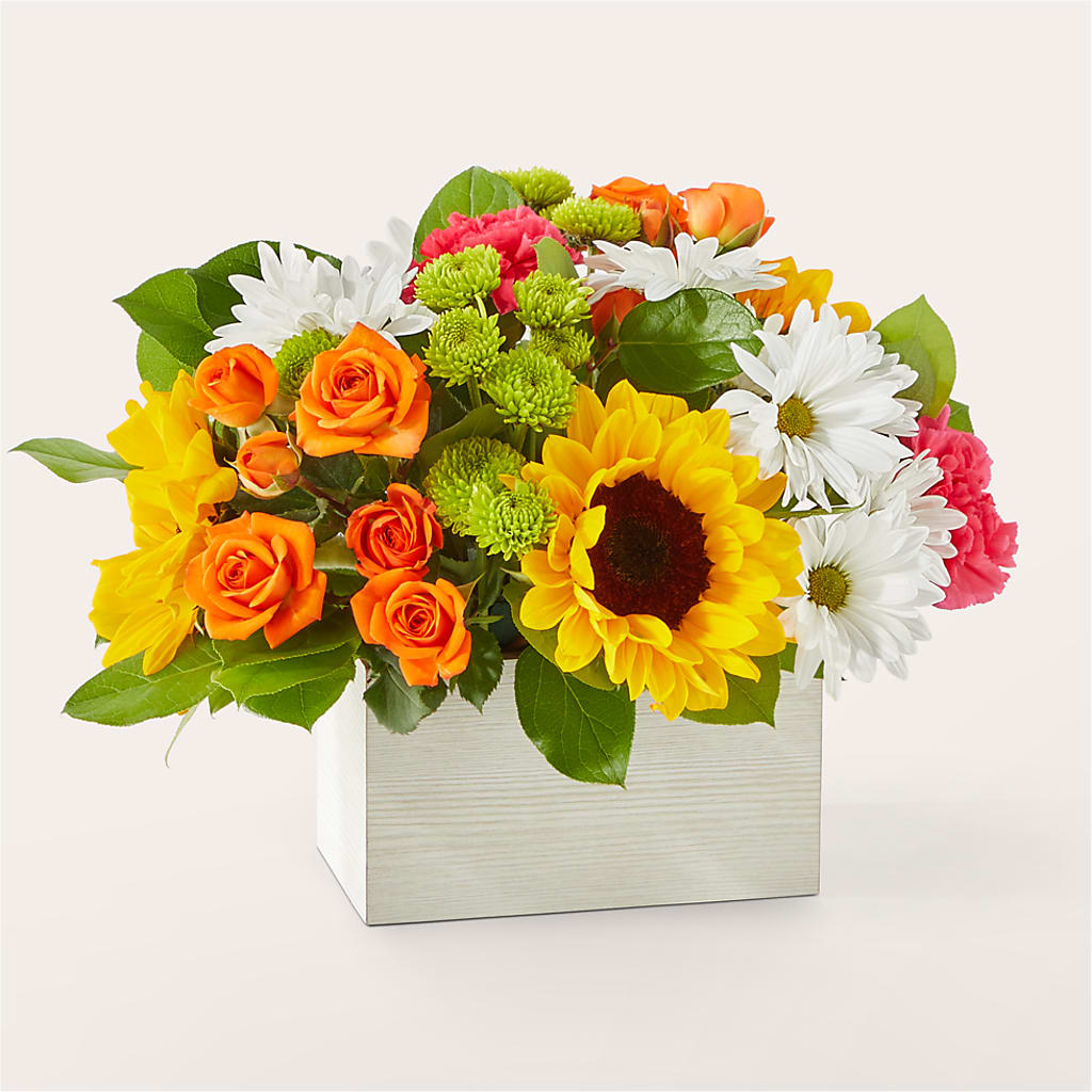 Sun-drenched Blooms Box Bouquet – BEBE'S FLOWER SHOP, Los Angeles CA