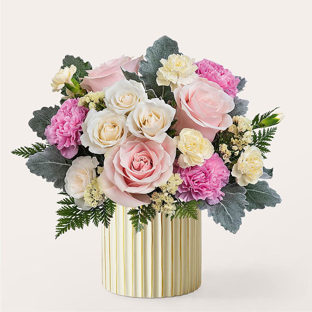 Blissful Moments Bouquet with Ivory Vase – BEBE'S FLOWER SHOP, Los Angeles CA