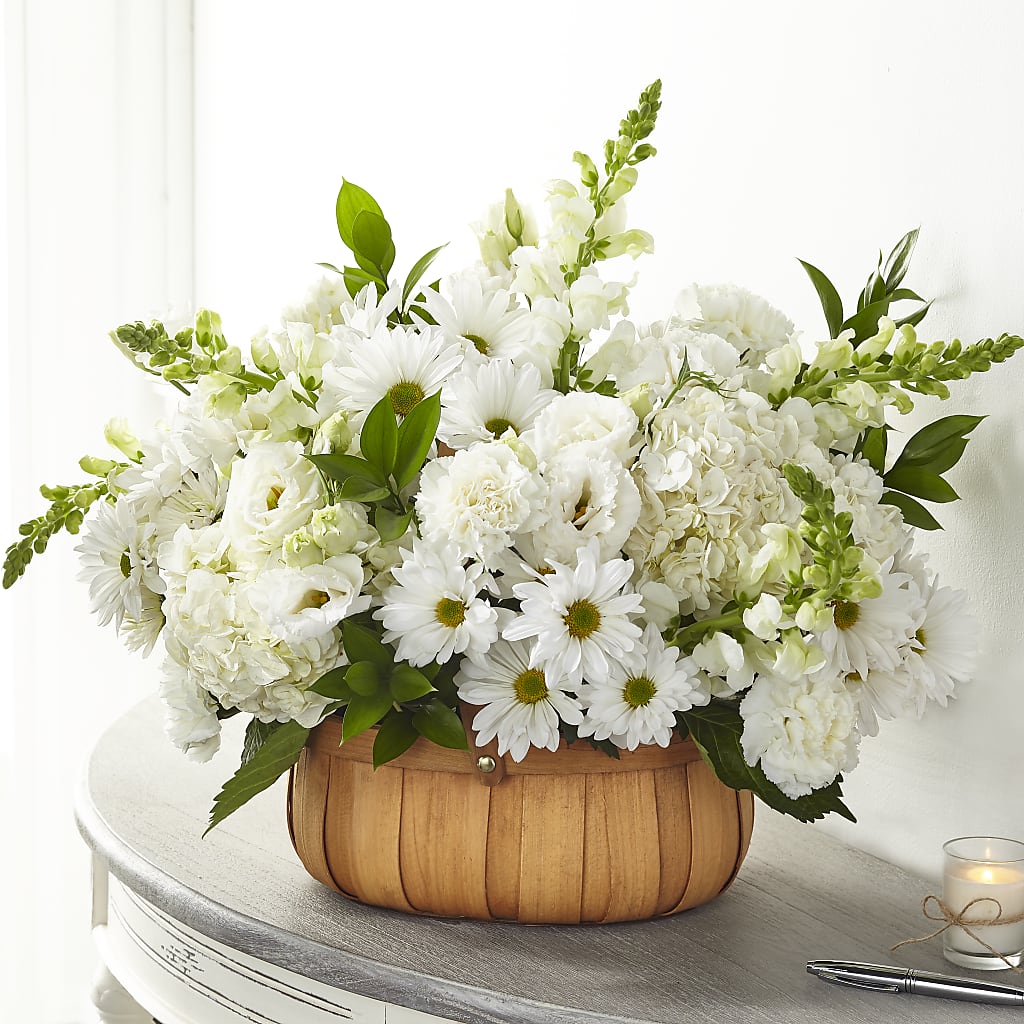 Pure Ivory Basket – BEBE'S FLOWER SHOP, Los Angeles CA