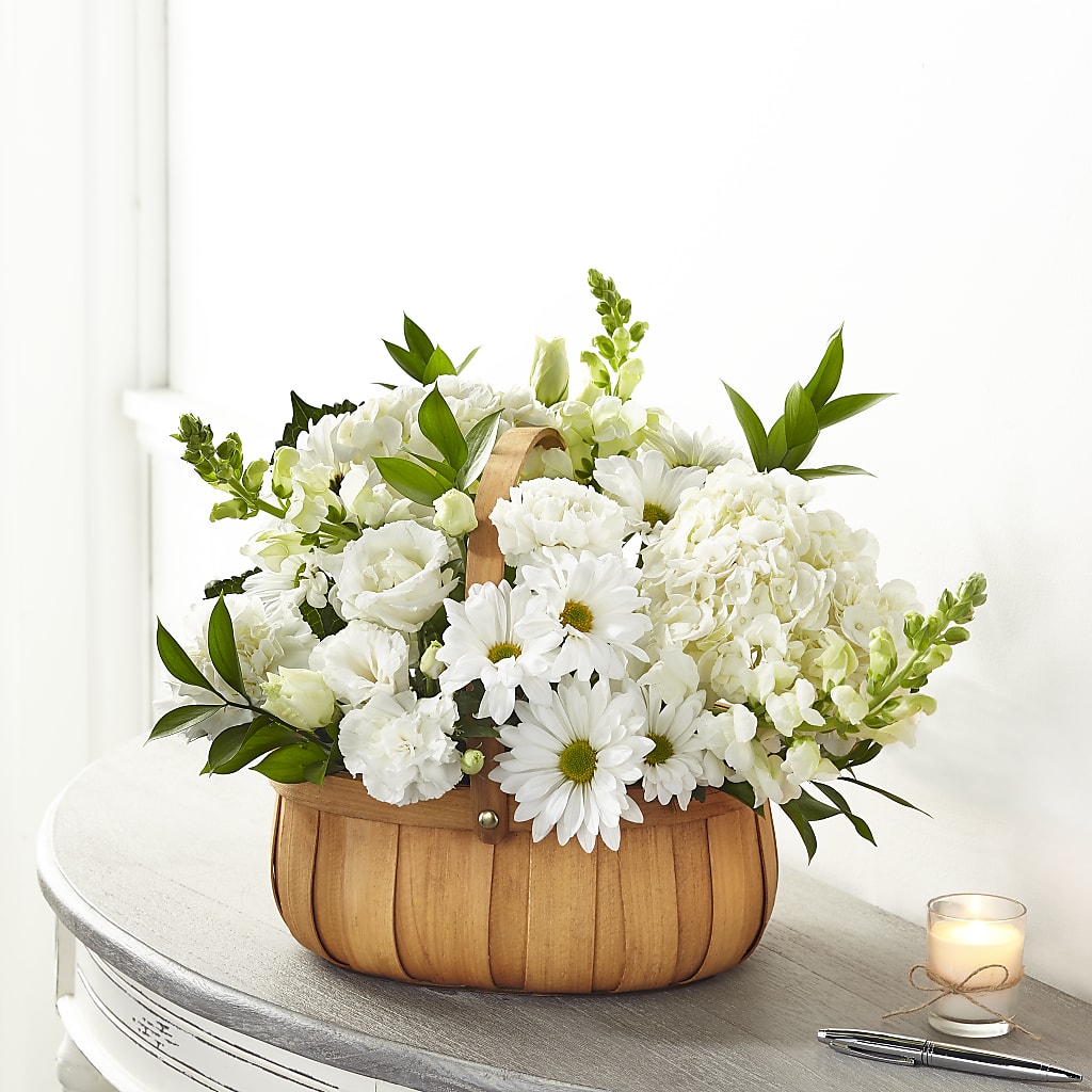 Pure Ivory Basket – BEBE'S FLOWER SHOP, Los Angeles CA