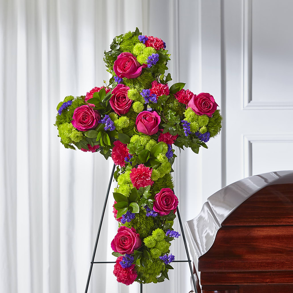 Tribute Rose Floral Cross – BEBE'S FLOWER SHOP, Los Angeles CA