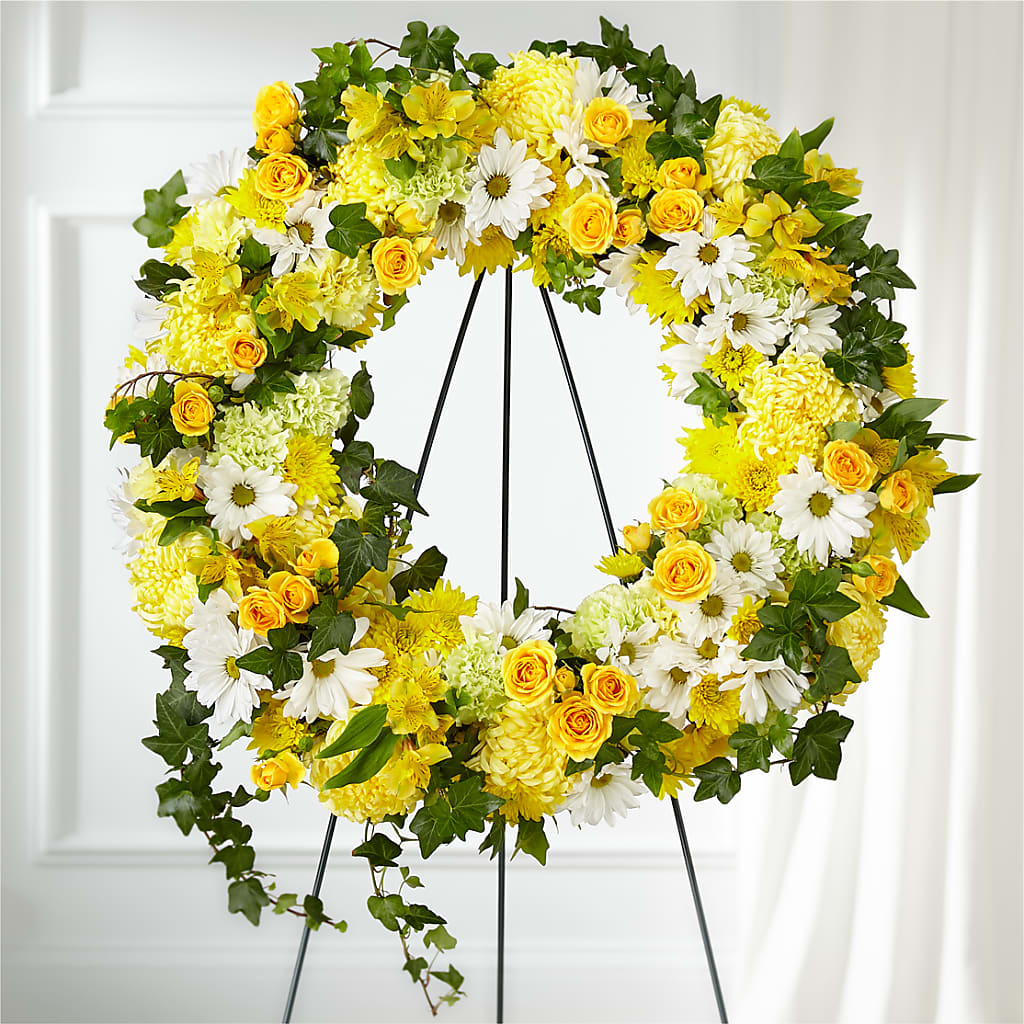 Golden Remembrance Wreath – BEBE'S FLOWER SHOP, Los Angeles CA