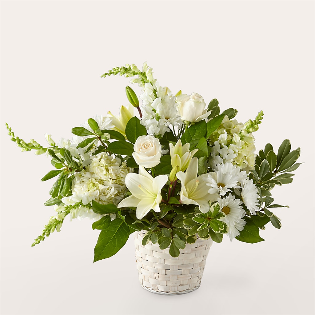 Ivory Elegance Floral Basket – BEBE'S FLOWER SHOP, Los Angeles CA