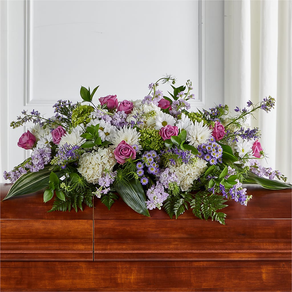 Meadows of Serenity Casket Spray – BEBE'S FLOWER SHOP, Los Angeles CA