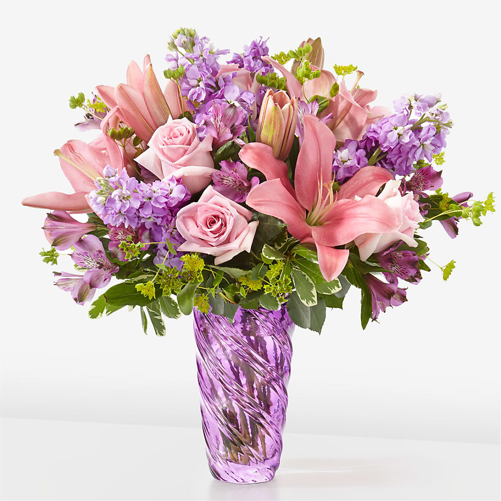 Precious Petals Bouquet with Luxe Swirl Vase – BEBE'S FLOWER SHOP, Los Angeles CA