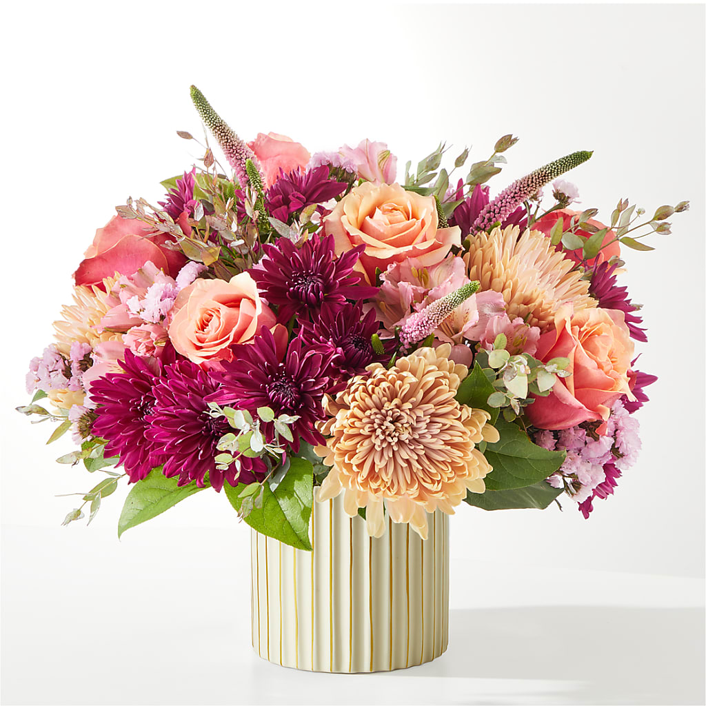 Berry Cobbler Bouquet with Ivory Vase – BEBE'S FLOWER SHOP, Los Angeles CA