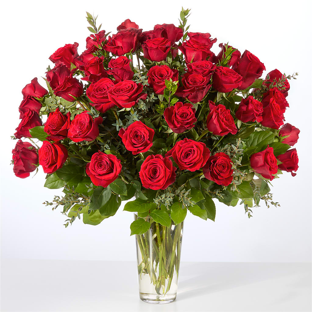 Forever Yours Fifty Stem Red Rose Bouquet – BEBE'S FLOWER SHOP, Los Angeles CA