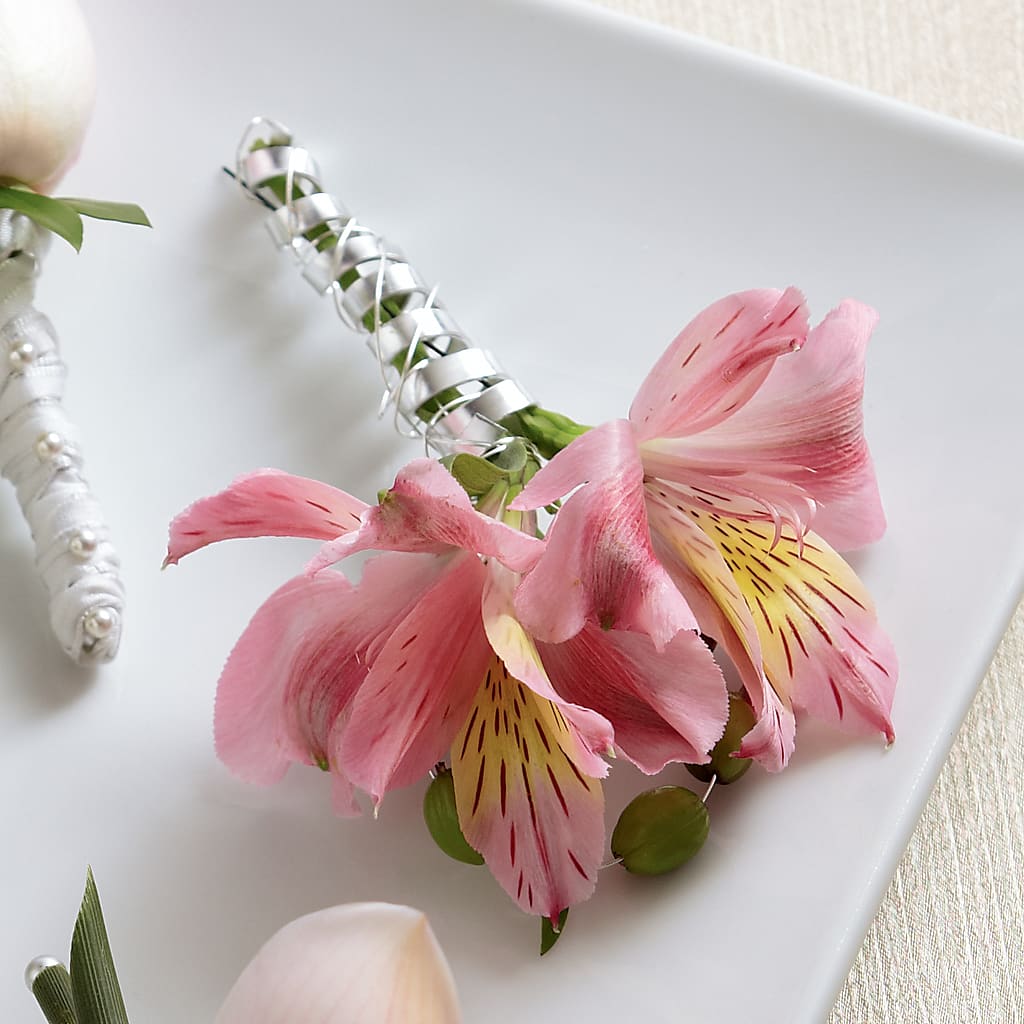Pink Peruvian Lily Boutonniere – BEBE'S FLOWER SHOP, Los Angeles CA