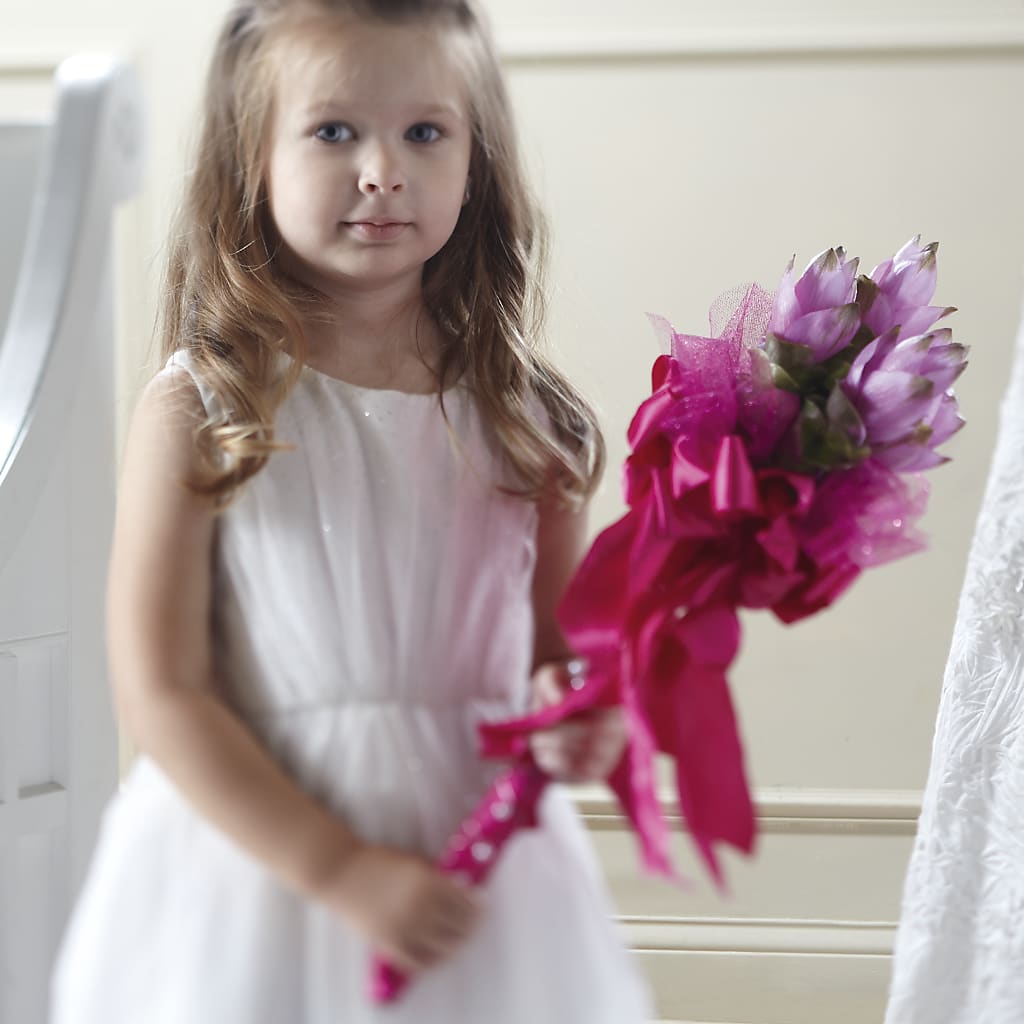 Sparkle Pink Flower Girl Bouquet – BEBE'S FLOWER SHOP, Los Angeles CA