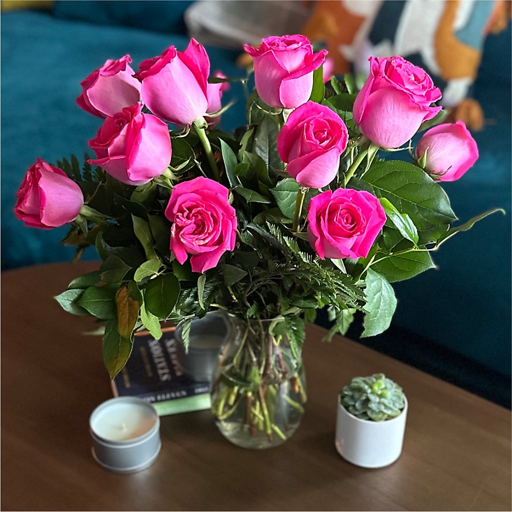 Long Stem Pink Rose Bouquet – BEBE'S FLOWER SHOP, Los Angeles CA