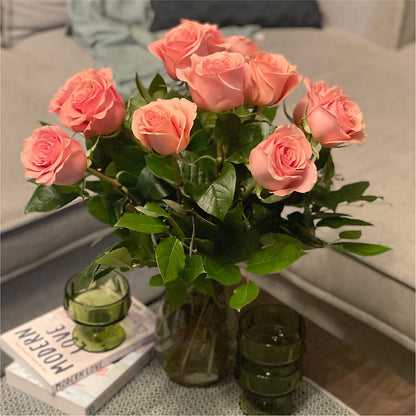 Long Stem Pink Rose Bouquet – BEBE'S FLOWER SHOP, Los Angeles CA