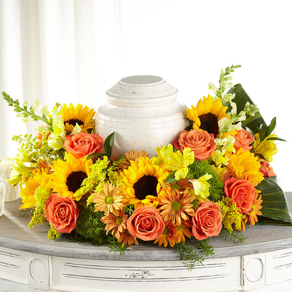 Faithful Sunflower Cremation Adornment – BEBE'S FLOWER SHOP, Los Angeles CA