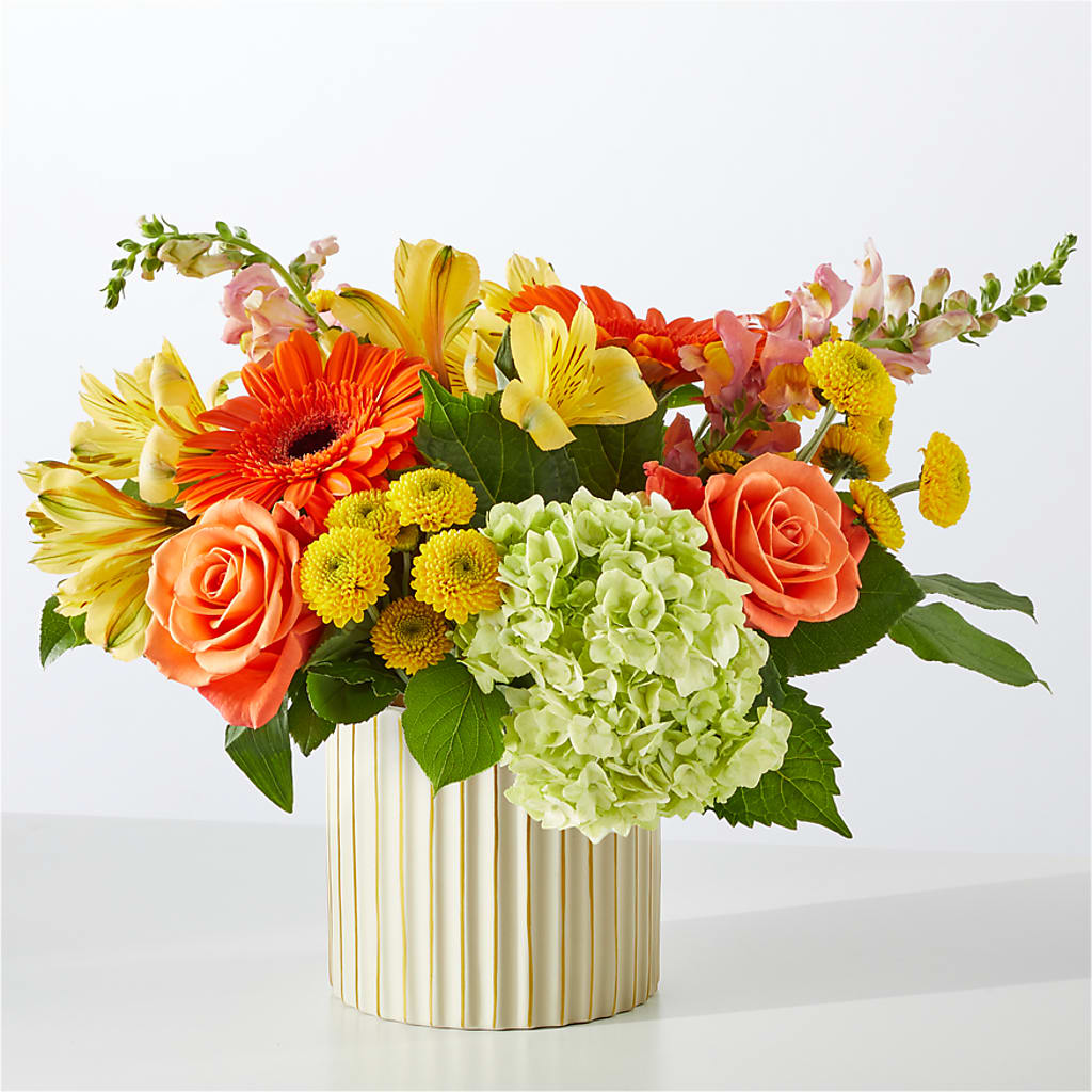 Autumn Sunshine Bouquet with Ivory Vase – BEBE'S FLOWER SHOP, Los Angeles CA