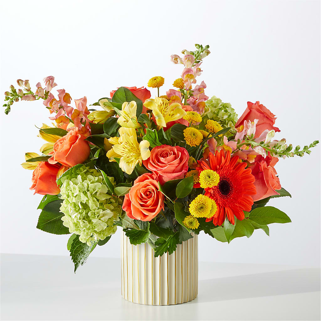 Autumn Sunshine Bouquet with Ivory Vase – BEBE'S FLOWER SHOP, Los Angeles CA