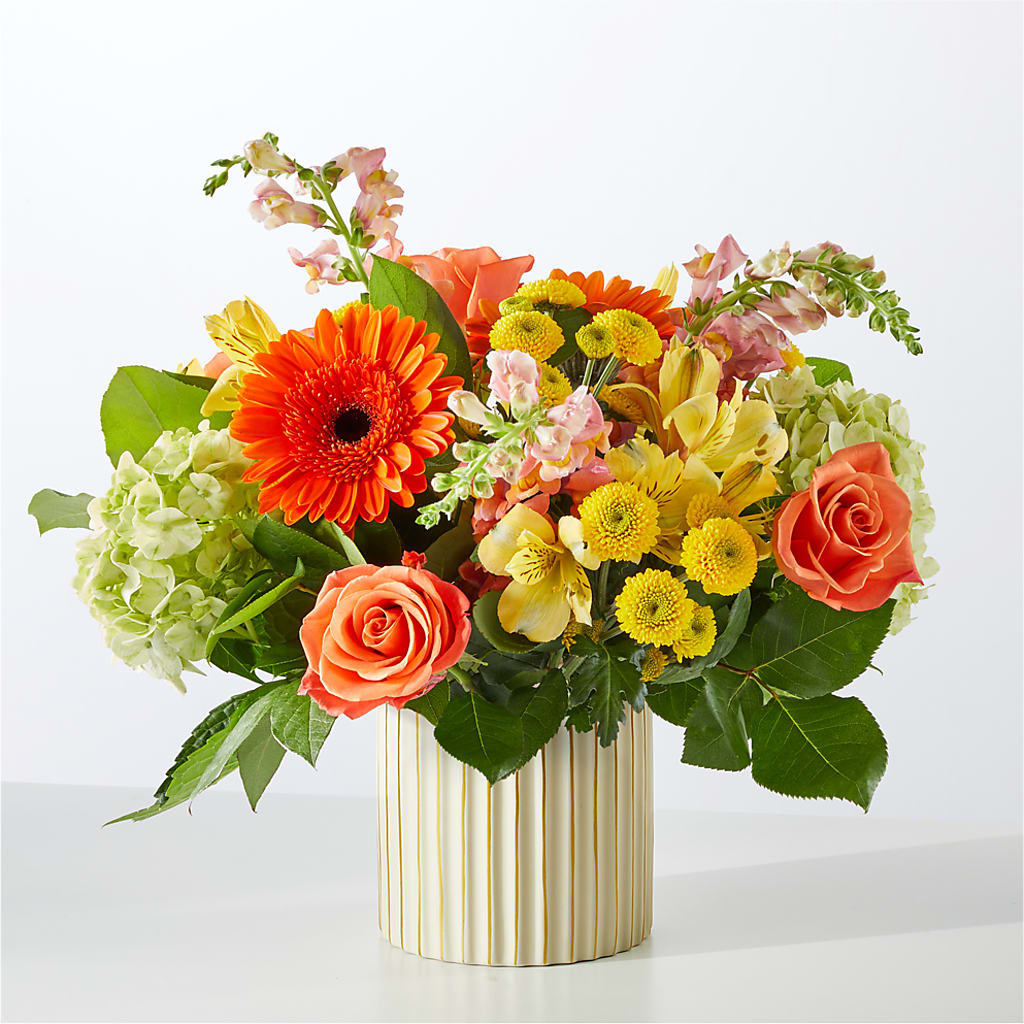 Autumn Sunshine Bouquet with Ivory Vase – BEBE'S FLOWER SHOP, Los Angeles CA