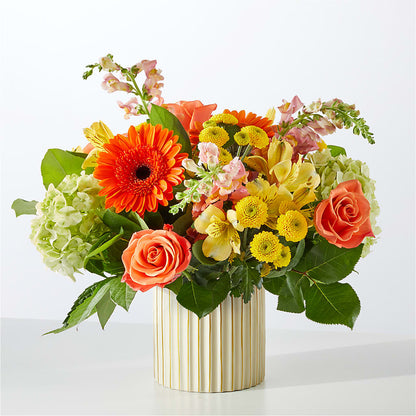 Autumn Sunshine Bouquet with Ivory Vase – BEBE'S FLOWER SHOP, Los Angeles CA