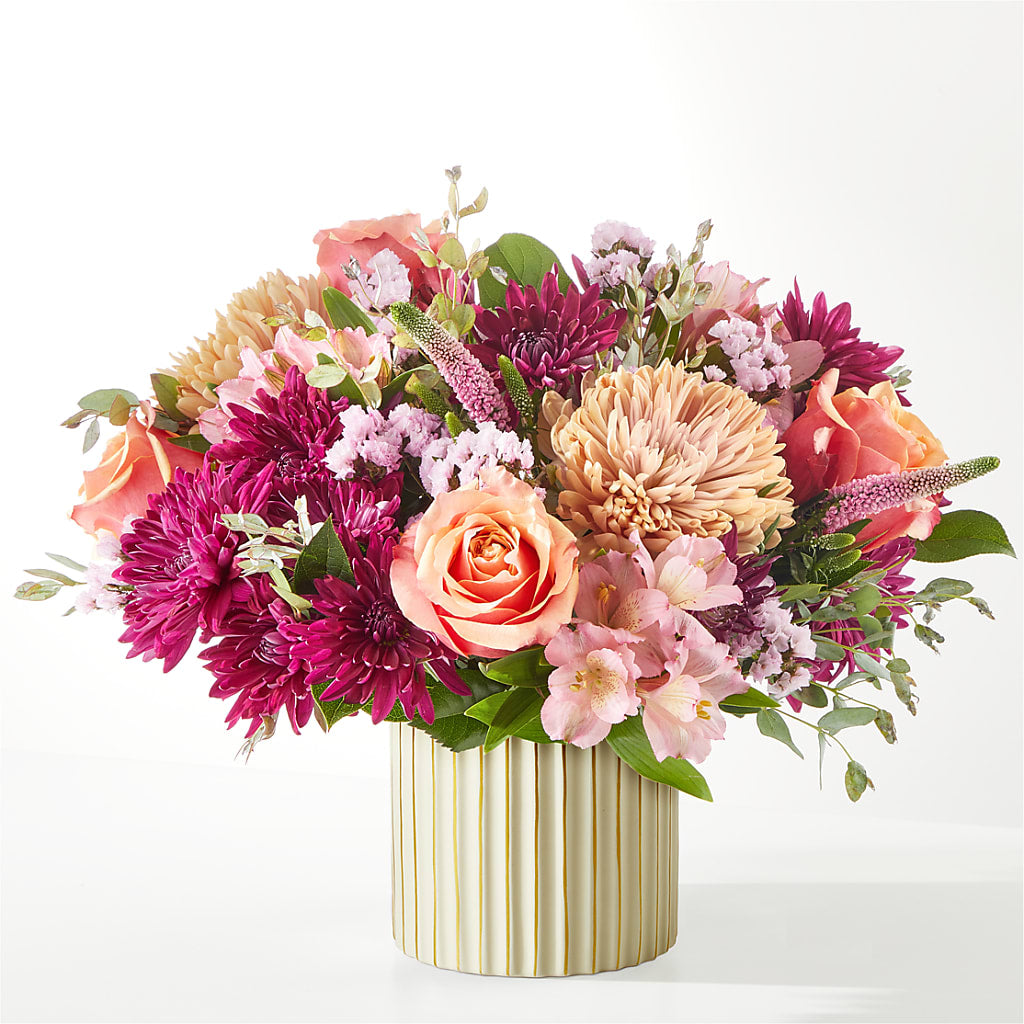 Berry Cobbler Bouquet with Ivory Vase – BEBE'S FLOWER SHOP, Los Angeles CA