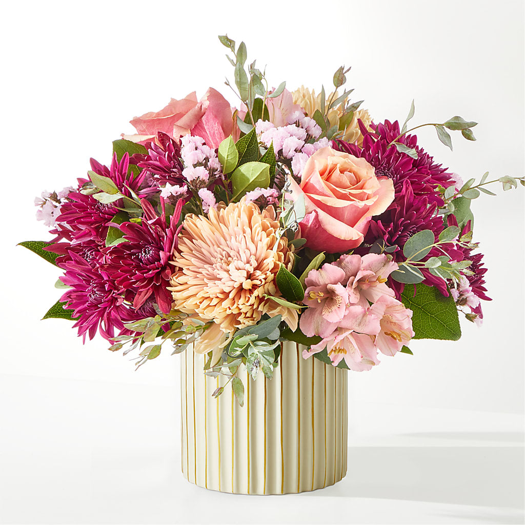 Berry Cobbler Bouquet with Ivory Vase – BEBE'S FLOWER SHOP, Los Angeles CA