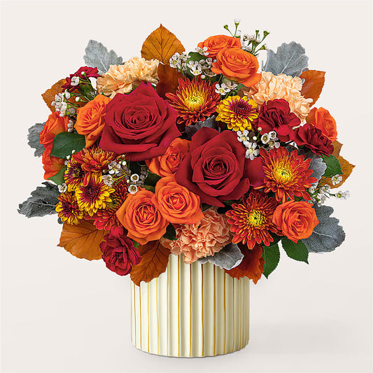 Merlot Bouquet with Ivory Vase – BEBE'S FLOWER SHOP, Los Angeles CA