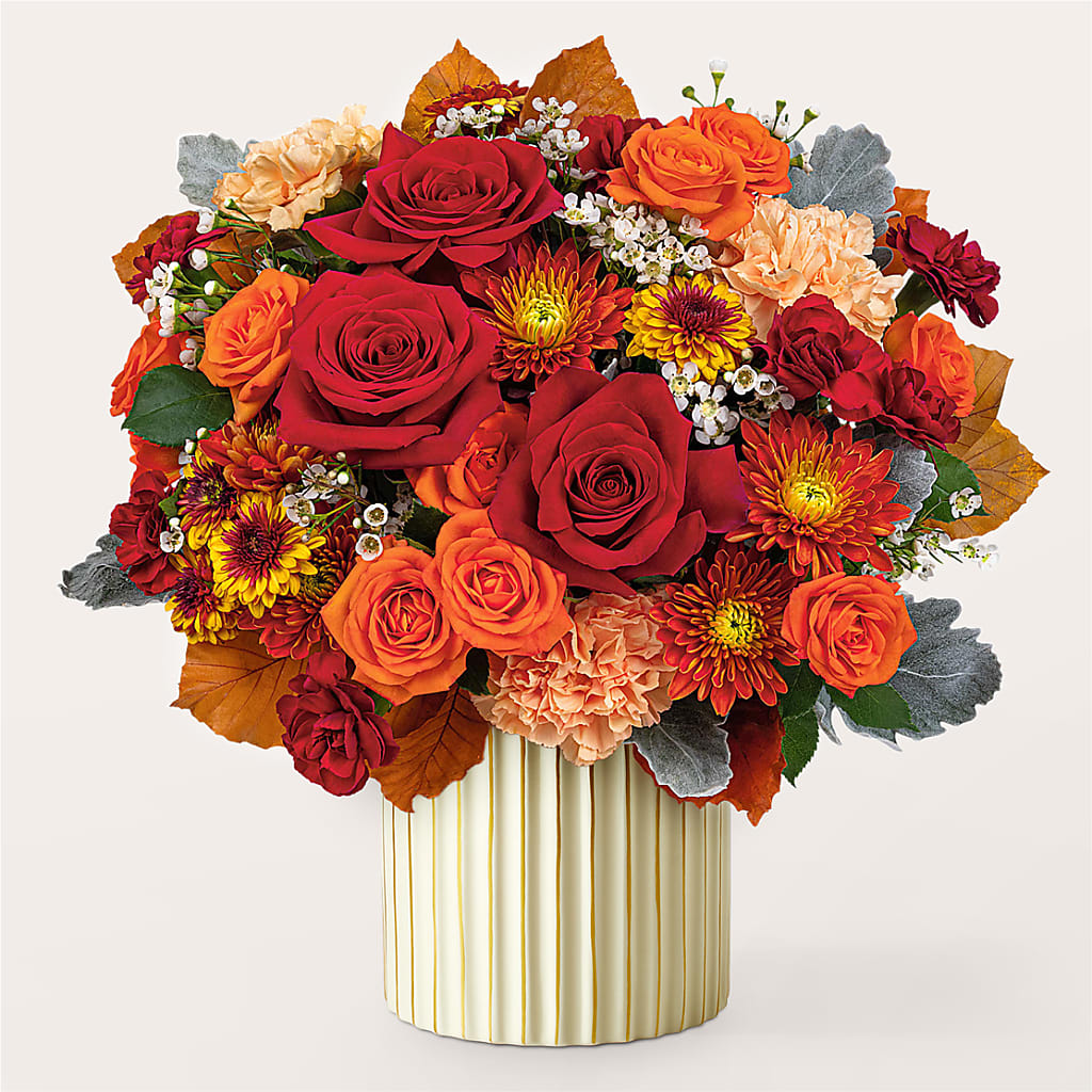 Merlot Bouquet with Ivory Vase – BEBE'S FLOWER SHOP, Los Angeles CA