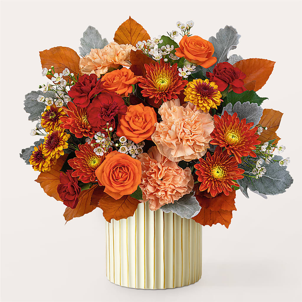 Merlot Bouquet with Ivory Vase – BEBE'S FLOWER SHOP, Los Angeles CA