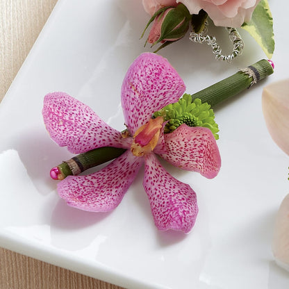 Pink Mokara Boutonniere – BEBE'S FLOWER SHOP, Los Angeles CA