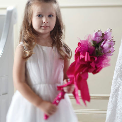Sparkle Pink Flower Girl Bouquet – BEBE'S FLOWER SHOP, Los Angeles CA