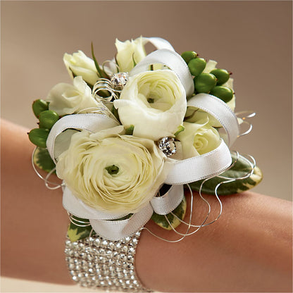 White Wedding Corsage – BEBE'S FLOWER SHOP, Los Angeles CA